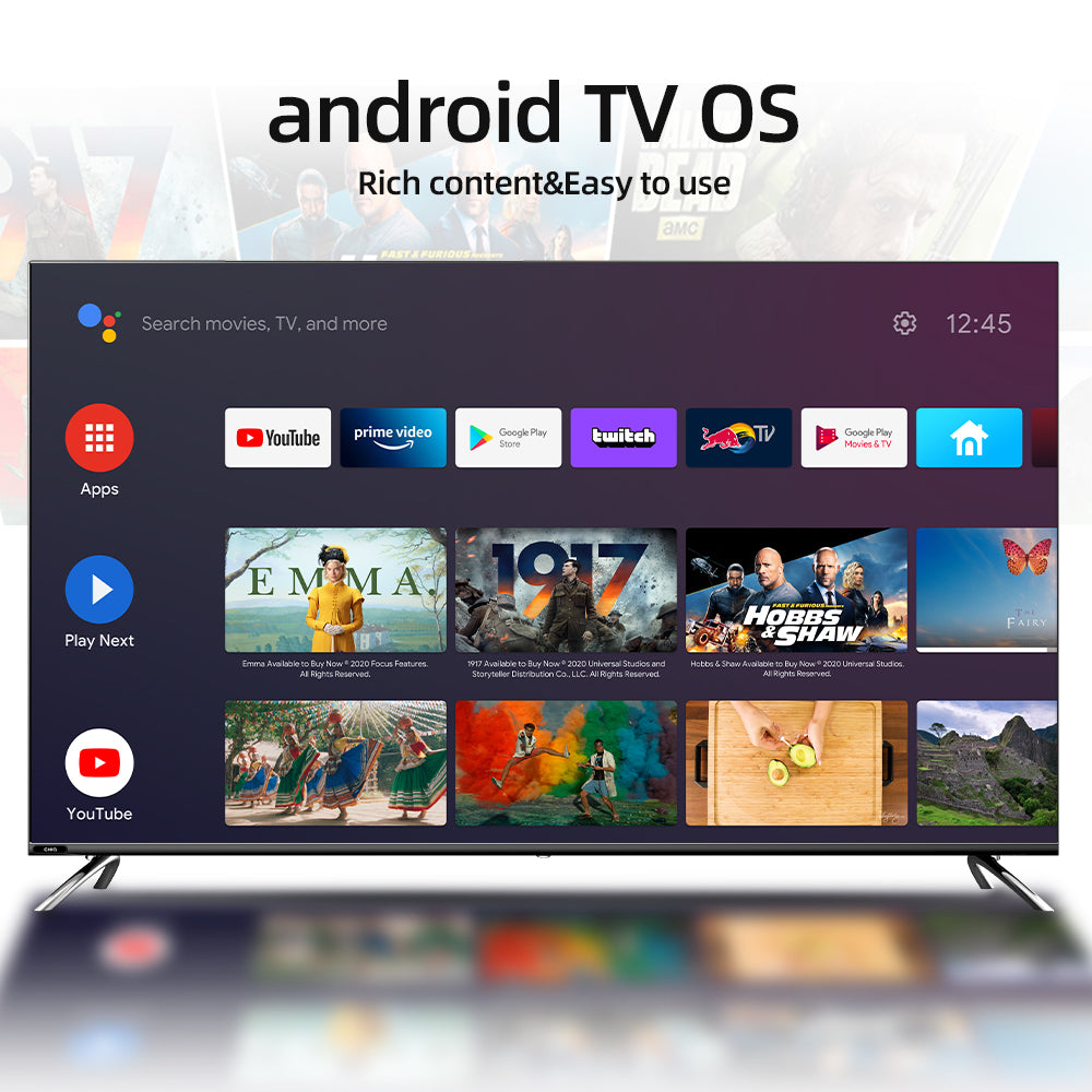 CHiQ 58 Inch Smart TV, 4K UHD Android TV , LED TV, Metallic Frameless, with Free Wall-Bracket