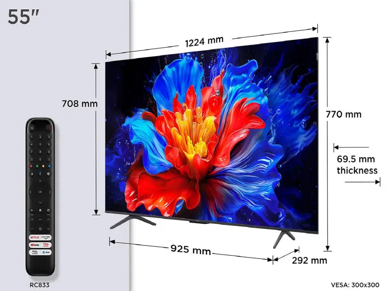 TCL 55 Inch 55P8K Smart 4K Ultra HD HDR QLED TV