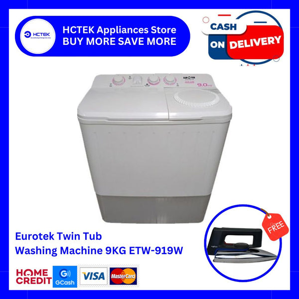 Eurotek Twin Tub Washing Machine 9KG ETW-919W